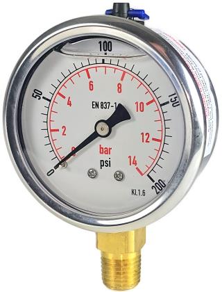 Pressure Gauge - 40mm, 50mm & 63mm Stainless Steel Case - Rolled Bezel