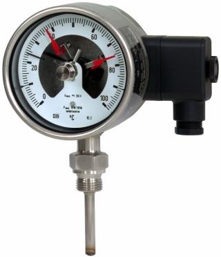 Gas Filled System Thermometer With Alarm Contacts - 100mm & 160mm Direct Mount