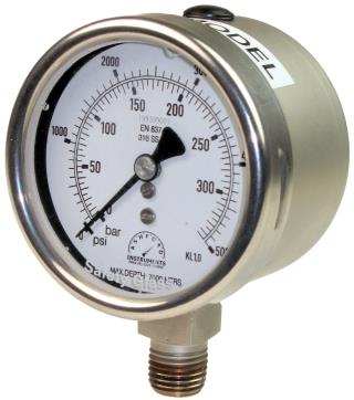 Compensated Subsea Pressure Gauge - 63mm Bottom Entry Stainless Steel Case